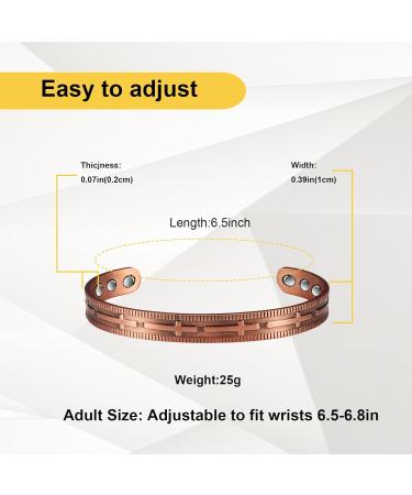 Buy 99% Pure Copper Adjustable Cross Magnetic Bracelet for Women | Unique Copper Jewelry Gift - Buy Online on GoSupps.com