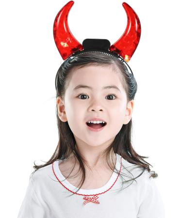 LIFKOME Devil Horns Headband Led Devil Ears Headband Glow in the Dark Halloween Devil Costume Accessory for Themed Party Cosplay Hairband Red - Buy Online on GoSupps.com