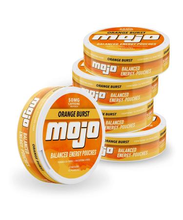 Mojo Balanced Energy Pouches | Zero Sugar & Calorie-Free | Ginseng, Yerba Mate, B-Vitamins | Orange Burst Flavor | 15 Pouches Per Can | Pack of 5 - Buy Online on GoSupps.com