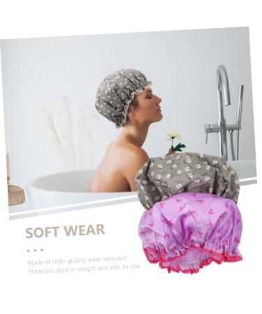 Healeved 2pcs Double-layer Satin-lined Shower Caps for Women - Peva Lining, Hair Drying Turban, Bathing Cap - Buy Online on GoSupps.com