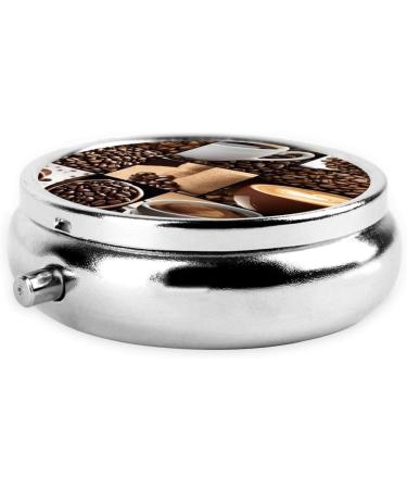 Buy Coffee Collage Printed Mini Round Pill Box - 3 Compartment Organizer for Travel Home & Office - Buy Online on GoSupps.com