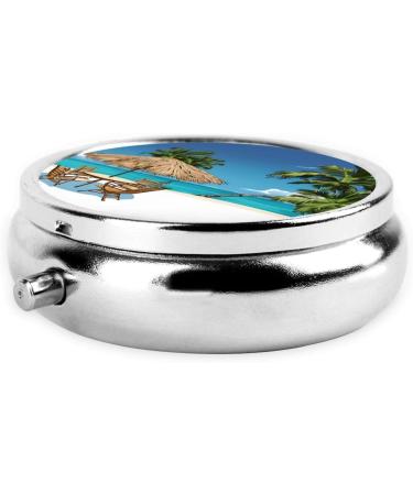 Jamaica Beach Mini Round Pill Box | 3 Compartment Travel Organizer | Portable Pill Case for Pocket & Office Use - Buy Online on GoSupps.com