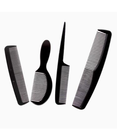 NuAngela Styling Comb Set Cutting Combs Clipper Rat Tail Hair Beard Comb Wide and Fine Tooth Hair Dressing Comb For Women Men Parting Teasing Professional Barber Comb (BLACK 2)