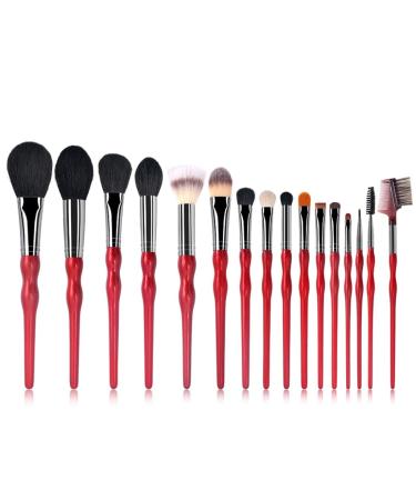 16 High-end Wool Makeup Brush Sets for Red Gourd Handle Makeup Tools As shown White-dinosaur Doodle4