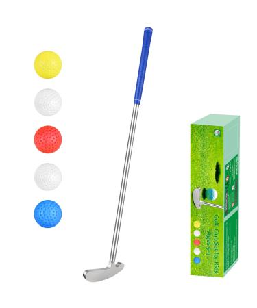 Wassteel Kids Golf Clubs, 6063 Aluminum Alloy Golf Putter for Right/Left Handed Indoor/Outdoor Kids Golf Set, Mini Golf Putters Gift with 5 Plastic Golf Balls for 5 6 7 8 9 Year Old Boys Girls-Silver