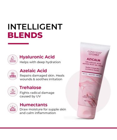 Conscious Chemist 10% Azelaic Acid Cream 50g | Face Moisturizer for Acne-Prone Skin Redness Relief & Irritation | For Men & Women | All Skin Types | Azicalm - Buy Online on GoSupps.com