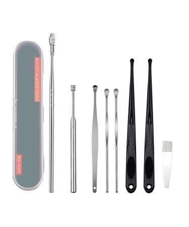 Innovative Spring EarWax Cleaner Tool Set Earwax Removal Kit Ear Wax Removal 8-in-1 Ear Pick Tools Reusable Ear Cleaner Wrinkle Roller One Size A