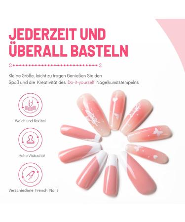 Aokitec French Tip Nails Stencil Kit - 4 PCs Nail Stamp for Long & Short Gel Nails - DIY Nail Art Accessories - Buy Online on GoSupps.com