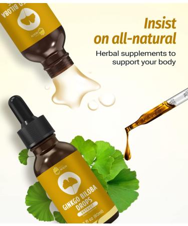 Ginkgo Biloba Extract Liquid 2 Fl Oz - Organic Ginkgo Leaves Tincture | Vegan, Non-GMO, Gluten-Free, Alcohol-Free | 98% Absorption | Pack of 1 - Buy Online on GoSupps.com