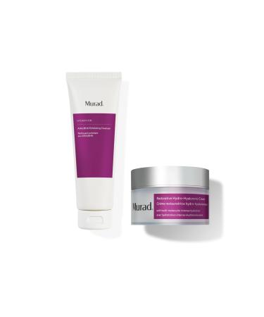 Murad Refresh & Hydrate Combo - AHA/BHA Exfoliating Cleanser and Restorative Hydro-Hyaluronic Face Cream to remove Dull Dry Skin and Boost Radiance and Hydration Set of 2