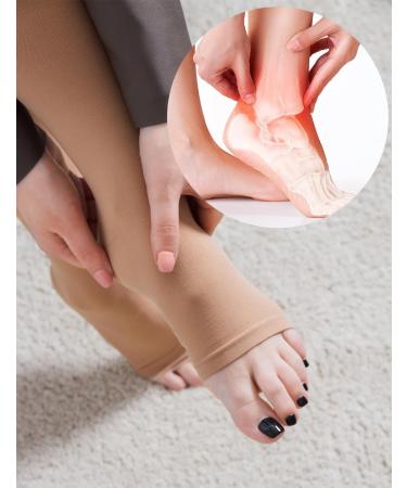 Buy Medical Compression Stockings 20-30 mmHg for Women & Men - Varicose Veins & Edema Support - XXL Black + Beige - Open Toe Sparkle Design - Buy Online on GoSupps.com