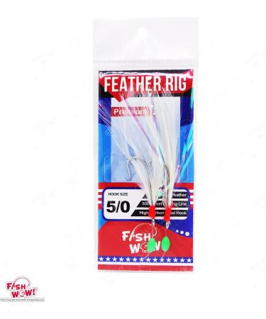 Fish WOW! 10pk Colors Fishing Feather Rockfish Rig with 5/0 High-Carbon Hooks - Buy Online on GoSupps.com