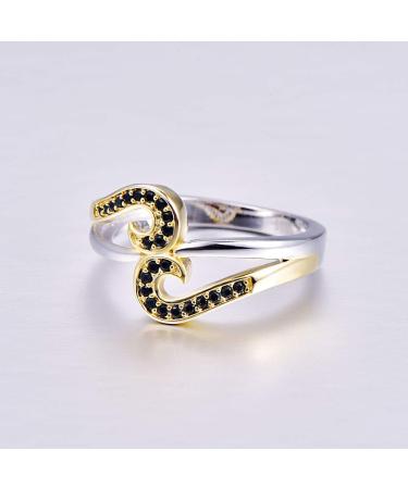 925 Sterling Silver Twist Ring with Simulated Black Spinel | Perfect Wedding & Mother's Day Gift - Size 6 US - Buy Online on GoSupps.com