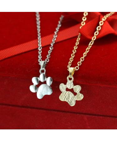 Ushob Paw Print Pendant Necklace - Dog & Cat Paw Prints Jewelry - Perfect Gift for Women & Girls (Golden) - Buy Online on GoSupps.com