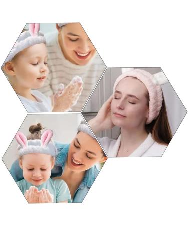 3 Piece Elastic Rabbit Ear Hairlace Colorful Facial Headband Soft Cute Makeup Spa Bunny Headband for Adults - Buy Online on GoSupps.com