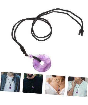 Beaupretty Circular Gemstone Amulet Necklace with Safety Buckle - Portable Violet Pendant for Men & Women - Classic Cotton Thread Neck Chain - Buy Online on GoSupps.com