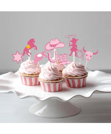 36psc Pink Western Cowgirl Happy Birthday Cupcake Toppers Girl Western Theme Wild West Cupcake Dessert Muffin Food Picks Party Supplies Rose Gold Western Rodeo Baby Shower Cake Decorations - Buy Online on GoSupps.com