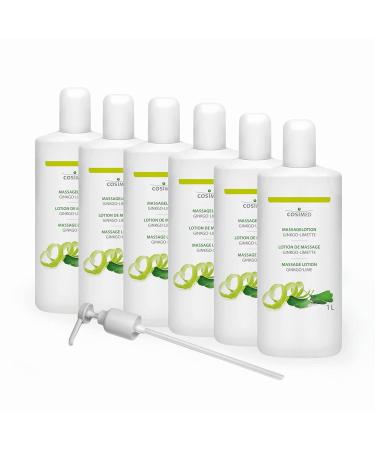 cosiMed massage lotion ginkgo-lime | Bundle 6 x 1L | economical & easy to handle | Made in Germany | incl. dosing pump