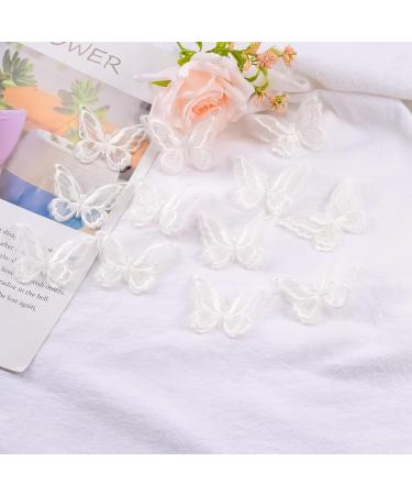 12 Pcs Double Layer Butterfly Lace Trim Embroidered Patches - White Organza Fabric for DIY Crafts and Wedding Decor - Buy Online on GoSupps.com