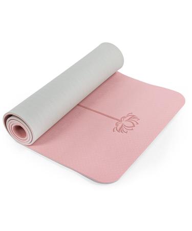 Yoga Mat Non Slip, Pilates Fitness Mats, Eco Friendly, Anti-Tear 1/4" Thick Yoga Mats for Women, Exercise Mats for Home Workout with Carrying Sling and Storage Bag 72"x24" Parfait Pink & Gray
