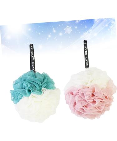 Housoutil Duplicolor 2pcs Large Bath Ball - Soft Mesh Shower Sponge Pouf for Women | Perfect for Relaxing Bath Experience - Buy Online on GoSupps.com