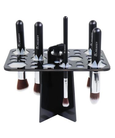 BEAKEY Makeup Brush Drying Rack, BEAKEY Collapsible Makeup Brush Holder 28 Holes Makeup Brush Dryer stand - Black 28 Holes/Black