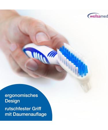 Wellsamed Denture Toothbrush - Blue Denture Brush for Third Teeth (1 Piece) | Best for Oral Care - Buy Online on GoSupps.com