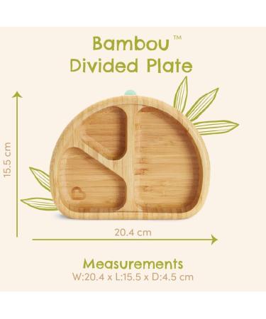 Munchkin Bambou Divided Plate - Stay Put Suction Plate for Babies & Toddlers | BPA Free Bamboo Plate for Baby Weaning | Kids' Mealtime Essential - Buy Online on GoSupps.com