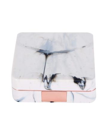 EVTSCAN Contact Lens Case Portable Square Soaking Contact Lens Case with Marble Surface(Rose Gold)