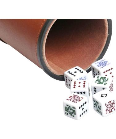 Leatherette Dice Cup with Poker Dice and Felt Lining - Perfect for Playing Yahtzee, Farkle, and Liars Dice - Buy Online on GoSupps.com