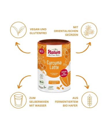 Natura Organic Curcuma Latte Oat Drink Powder - Gluten-Free & Vegan - Instant 250g for 2.5 Liters - Fermented Oats - Buy Online on GoSupps.com