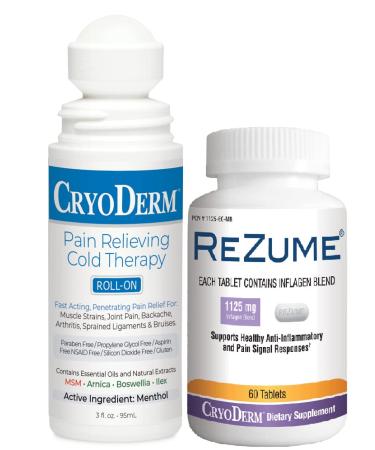 CryoDerm 3 oz Roll On and REZUME 60 ct Bundle