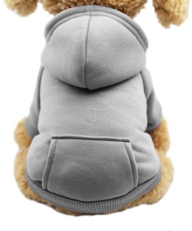 Idepet Pet Dog Hoodies Dog Clothes for Small Dogs Vest Chihuahua Clothes Warm Coat Jacket Autumn Puppy Outfits Cats Dogs Clothing(S, Grey) Small Light Grey