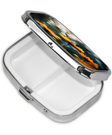 Flowers and Butterfly 2 Compartment Pill Case | Cute Travel Pill Organizer for Purse | Ideal Gift - Buy Online on GoSupps.com