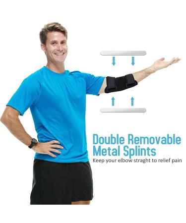 GINTRON Elbow Brace 2022 - Comfortable Night Support with Adjustable Stabilizer for Cubital Tunnel Syndrome, Tendonitis, Ulnar Nerve - Includes 2 Removable Metal Splints - Black - Buy Online on GoSupps.com