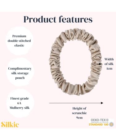 Silkie 4-Set 100% Pure Mulberry Silk Black Hair Ties | Gentle No Damage Ponytail Holders with Travel Bags | Everyday Hair Care - Buy Online on GoSupps.com