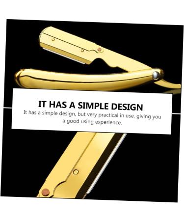 Frcolor Engraved Razor Holder - Rustproof Steel Folding Barber Razor & Eyebrow Trimmer - 14.5x2.5cm - Ideal for Hairdressers & Men - Buy Online on GoSupps.com