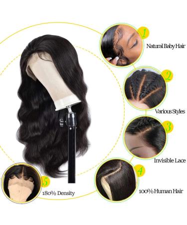 30 Inch Body Wave Lace Front Wig | Human Hair 13x4 HD Transparent Lace Frontal | Pre Plucked 180% Density | Glueless Wigs For Black Women | Natural Color - Buy Online on GoSupps.com