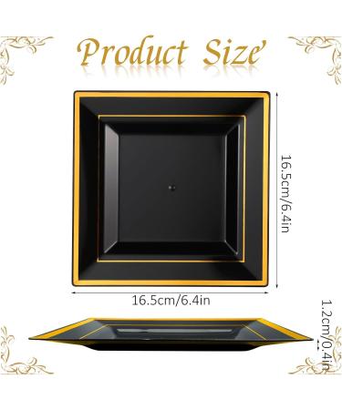 100 Pack Black Plastic Plates with Gold Rim 6.4 Inch Disposable Cake Plates for Catering Square Dessert Plates Small Appetizer Plates for Wedding Anniversary Halloween Birthday Decor Party Supplies - Buy Online on GoSupps.com