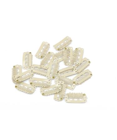 U Shape Metallic Snap Clips ins 20 Pcs for Hair Extension Hairpiece DIY Snap-Comb Wig Clips with Rubber (Blonde Small Size) Small Blonde