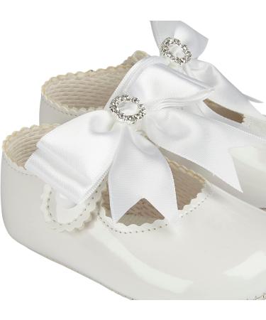 Baypods Baby Girls Soft Soled Pre Walker Shoes with Diamante Bow, White Patent - Made in England | Size 1 UK - Buy Online on GoSupps.com
