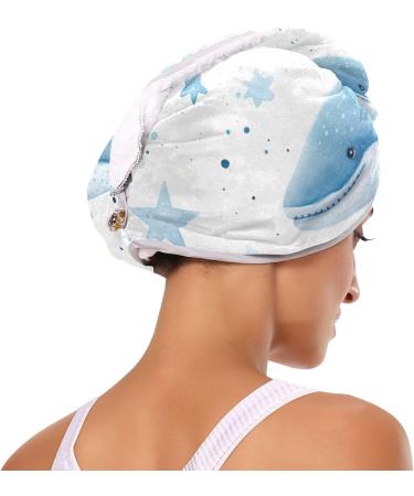 Blue Whales Star Hair Towel 2 Pack - Super Absorbent & Quick Dry Hair Turbans for Women & Girls - Buy Online on GoSupps.com