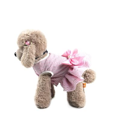 Barrageon dogs Kneid Sweet Princess Rock Clothing puppy cat for little pet medium-sized dog cat Bowknot summer clothing (pink-s) back length: 25 cm pink