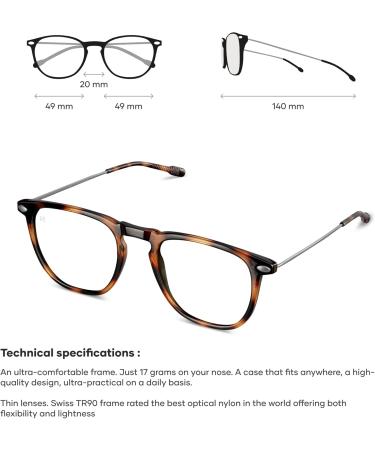 Nooz Reading Glasses - Tortoise Square Shape +1.50 Magnifying Glasses for Men & Women | Dino Collection Essential - Buy Online on GoSupps.com