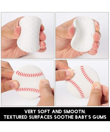 Baby Sport Teething Toy | BPA Free Silicone Teether for Pain Relief | Freezer Safe Teething Egg - Baseball Design - Buy Online on GoSupps.com