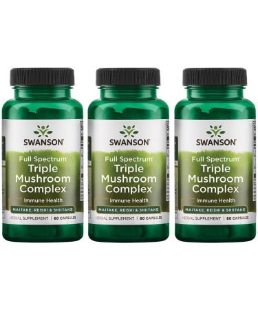 Swanson Full Spectrum Triple Mushroom Complex 60 Capsules (3 Pack)