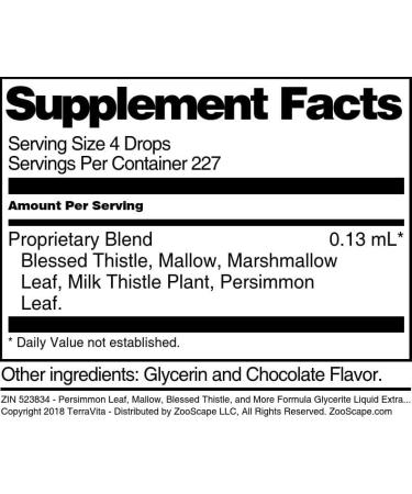 Terravita Chocolate Flavored Glycerite Extract - Persimmon Leaf Mallow & Blessed Thistle (1 oz) - International Shipping - Buy Online on GoSupps.com