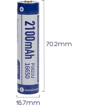 Buy Keeppower 16650 Li-ion Battery P1621U - 3.6V 2100mAh USB Rechargeable Flashlight Battery (2 Pack) | International Shipping Available - Buy Online on GoSupps.com