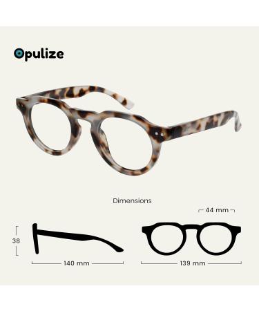Opulize Rio Reading Glasses with Blue Light Filter | Flattened Frame for Men & Women | Spring Hinges | +3.00 Magnification | Glossy Light Brown Tortoise & Shiny Blue Tortoise - Buy Online on GoSupps.com