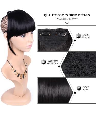 Bangs Hair Clip Fringe Bangs Synthetic Hair Extensions Clip in Bangs 6" Short Straight Hairpiece Thick Natural Front Neat Bangs with Temples for Women Girls Bangs Clip in Hair (Color : 1b Size : 6i 6inches 1b - Buy Online on GoSupps.com